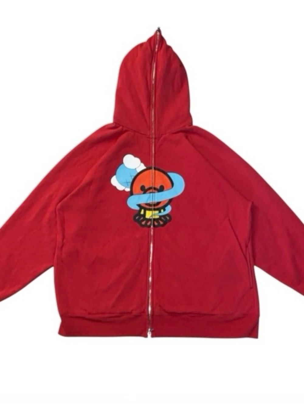 BAPE × KAWS MILO Bendy Octopus full zip hoodie Red A Bathing Ape XXL (Q)
